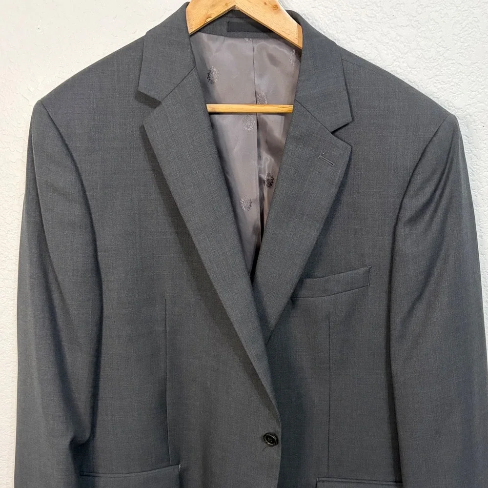 Lauren Ralph Lauren Mens Grey Wool Blend 2 Button Suit Jacket Blazer 46L 46 Long